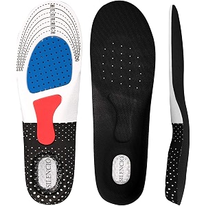 silencio silicone gel insole orthotic arch support shoe pad for sport as well as running shoes anti fatigue insole for men and women benefit of absorption with massaging men size uk 7-11