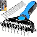 SILENCIO Undercoat Rake for Dogs Double Coat with Pet Comb, Pet Grooming Brush Double-Sided Deshedding Tool Removes Knot & Tangled Hair Dematting Comb for Dogs with Dog Comb for Grooming Furever Brush