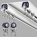 Silent Double Curtain Track Ceiling Mounted, Heavy-Duty Aluminum Room Divider Rails Bedroom/Living/Window/Hotel Drop Ceiling Curtains Tracks Easy Install（White, 2.8m(9.2ft) ）