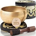 Silent Mind Tibetan Singing Bowl Set – Easy to Play & Beginner Friendly Meditation Bowl with Cushion, Mallet & Case | Stress Relief & Mindfulness | Gift-Ready