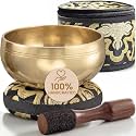 Silent Mind Tibetan Singing Bowl Set – Easy to Play & Beginner Friendly Meditation Bowl with Cushion, Mallet & Case | Stress Relief & Mindfulness | Gift-Ready