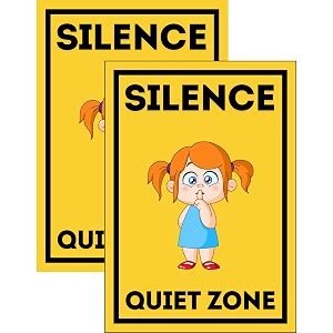 Silent Please Quiet Zone Sign Board Sticker