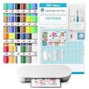 Silhouette America Portrait 4 Vinyl Cutting Machine, Starter Bundle - 9"" Precision Cutter with Designer Edition Software, 24 Sheets Oracle Vinyl, Tool Kit &amp; 25 Free Designs - Electric Tool Compatible