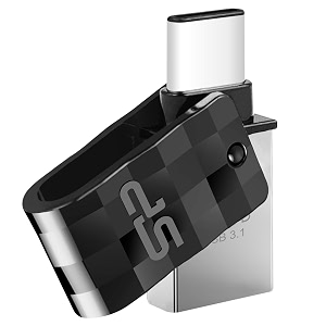 silicon power c31 32gb type-c swivel dual flash drive black