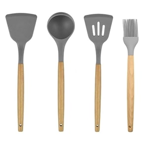 silicone non stick spatula set of 4 non stick serving spoon  silicone spatula set for cooking and serving set of 4 grey