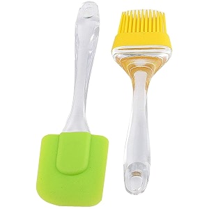 silicon spatula oil brush set- multipurpose non-sticky small spatula and pastry brush for cake mixer cooking baking bbq oil brush for kitchen use multicolor asb-142