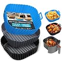 Komzon Silicone Air Fryer Liners Reusable 3 PCS, Airfryer Liners, Silicone Air Fryer Basket Liners Square, Food Grade AirFryer Accessories 4-7 QT, Ktchen Gadgets for Pot Oven Liner Baking Tray Pan