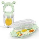 Silicone Baby Fruit Feeder with Freezer Nibble Tray Combo, Baby Teethers, Breastmilk Popsicle Molds for Teething Relief, BPA Free Fresh Food Feeder for Safe Infant Self Feeding (Sage Green)