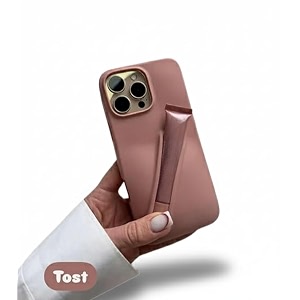 silicone case for iphone 15 pro max  built-in lip tint holder includes 1 lip tint  brick red mobile cover for girls amp women