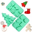 Silicone Christmas Mold - 3 Pack Nonstick Chocolate & Candy Mold for Baking, Cake Decoration & Handmade Soap - Includes Xmas Tree, Santa & Snowman