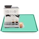 Silicone Coffee Maker Mat with Lip for Countertops, 19.7''x15'', Mint Green