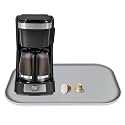 Silicone Coffee Maker Mat with Lip for Countertops, 17.4'' x 10.6'', Grey