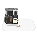 Silicone Coffee Maker Mat with Lip for Countertops, 24'' x 16'', White