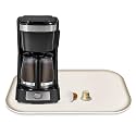 Silicone Coffee Maker Mat with Lip for Countertops 17.4''x10.6''Cream White