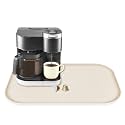 Silicone Coffee Maker Mat with Lip for Countertops, 24'' x 16'' Cream White