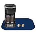 Silicone Coffee Maker Mat with Lip for Countertops, 17.4''x10.6'' Navy Blue