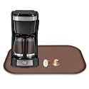 Silicone Coffee Maker Mat with Lip for Countertops, 17.4'' x 10.6'', Brown