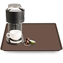 Silicone Coffee Maker Mat with Lip for Countertops, 19.7'' x 15'', Brown
