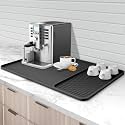Silicone Coffee Mat, 24''x16'' Bar Mat with Detachable Dish Drying Mat - Fits Under Coffee Maker &amp; Dish Rack