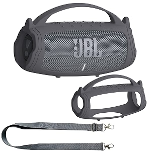 jchpine silicone cover case for jbl charge 5 portable bluetooth speaker protective skin for jbl charge 5 accessories grey