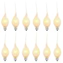 Silicone Dipped Candle Light Bulbs Country Style Candle Replacement Bulbs 5 Watts Clear Silicone Light Bulbs for Window Candles Chandeliers, C7/E12 Candelabra Base (12 Pack)