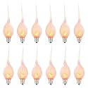 Silicone Dipped Candle Light Bulbs Flicker Flame Replacement Bulbs 1 Watt Country Style Silicone Light Bulbs for Window Candle Lamps Chandeliers, C7/E12 Candelabra Base (12 Pack)