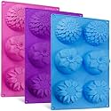 Silicone Flower Shape Soap Molds 6-Cavity Trays for Homemade Cake Chocolate Cupcake Mold Fondant Shape Decorating Ice Cube | Muffin Candle Soap Mould- Random Color | Flower Mix soap Mould