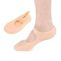 Silicone Full Size Socks With Strap | Moisturizing Anti-Cracking Care Socks for Dry Feet &amp; Cracked Heels | Foot Softening &amp; Heel Protector for Women &amp; Men (Free Size), beige