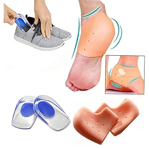 silicone gel heel cushions amp protector combo  plantar fasciitis cups  cup pads for heel spurs amp bruised feet  pain relief insoles for women amp men