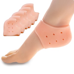 silicone heel protectors 2 pairs - gel guard for women and men moisturizing relief blister cracked foot plantar fasciitis spurs soft cushion support protective insert sleeve - skin