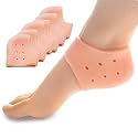 Silicone Heel Protectors (2 Pairs) - Gel Guard for Women and Men Moisturizing Relief Blister, Cracked Foot, Plantar Fasciitis, Spurs Soft Cushion Support Protective Insert Sleeve - Skin