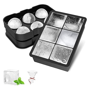 silicone ice cube tray 2 pieces large ice cube trays amp round ice mold with funnel easy release bpa free ice cube tray for whiskey cocktails baby food beverages
