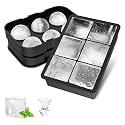 Silicone Ice Cube Tray (2 Pieces), Large Ice Cube Trays &amp; Round Ice Mold with Funnel, Easy Release, BPA Free Ice Cube Tray for Whiskey, Cocktails, Baby Food, Beverages