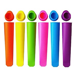 uniquecart silicone ice pop molds with lids bpa-free reusable popsicle molds diy ice cream amp frozen treat maker for kids easy-release freezer popsicle molds set of 6 pure color
