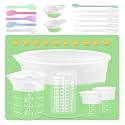 Silicone Measuring Cups Kit for Resin, Epoxy Supplies Set with 600ml, 250ml & 100ml Silicone Cups, Reusable Resin Supplies Cups with Silicone Mat, Stir Sticks, Mixing Cups for Molds Arts, Crafts