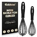 Eddeas Silicone Mini Whisk, Small whisks Non-Stick Tiny Whisks set of 2（5.5in &amp; 7.5in）-Heat Resistant (450°F) Whisks, Balloon Egg Beater Perfect for Whisking, Beating, Mixing, Blending, Black