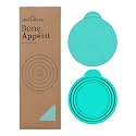 Silicone Pet Food Can Covers - Airtight Lids for Dog &amp; Cat Wet Food Storage, Bone Appetit Food Savers for Freshness (Aqua Saltwater 2 Pack)