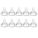 Silicone Replacement Nipple, Cross-Cut Nipples for Wide Neck Bottles, 9+ Months, Thicker Liquids, 10 Count