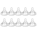 Silicone Replacement Nipple, Fast Flow Nipples for Wide Neck Bottles, 6+ Months, 10 Count