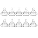 Silicone Replacement Nipple, Medium Flow Nipples for Wide Neck Bottles, 3+ Months, 10 Count