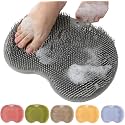 Silicone Shower Foot Scrubber Mat with Suction Cups Bath, Gray