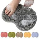 Silicone Shower Foot Scrubber Mat, Upgraded Wall Mounted Slip Suction Cups Foot Scrubber Cleaner, 2025 New Foot Back Cleaning Pad Back Washer Back Exfoliating Bath Wash Pad (Grey)