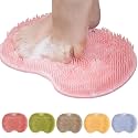 Silicone Shower Foot Scrubber Mat, Upgraded Wall Mounted Slip Suction Cups Foot Scrubber Cleaner, 2026 New Foot Back Cleaning Pad Back Washer Back Exfoliating Bath Wash Pad (Pink)