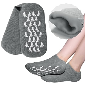silicone socks for women and men  crack heel repair spa gel foot hydration socks with vitamin - 1 pair grey