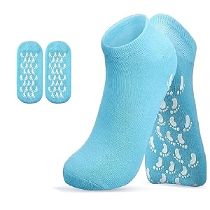 silicone socks for women and men  crack heel repair spa gel foot hydration socks with vitamin  1 pair blue