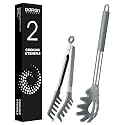 Silicone Spaghetti Spoon and Pasta Tong, Server Fork with teeth,10" & 13"
