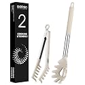 Silicone Spaghetti Spoon and Pasta Tong, Server Fork with teeth,10" & 13"