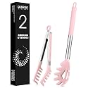Silicone Spaghetti Spoon and Pasta Tong, Server Fork with teeth,10" & 13"