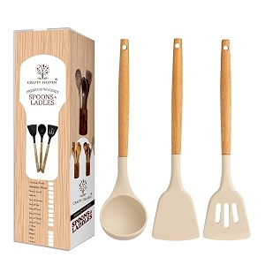 silicone spatula for non stick cookware  silicone spoon set for kitchen  specula silicon  bpa free  cooking spoons 1 year brand warranty  set of 3 off white