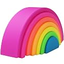 Soft Silicone Stacking Toys, 7PCS Stack &amp; Nest Rainbow for Babies | BPA-Free Silicone, Large Sensory Stacking Building Blocks, Creative Play &amp; Learning, Color Recognition, Baby Birthday Gift